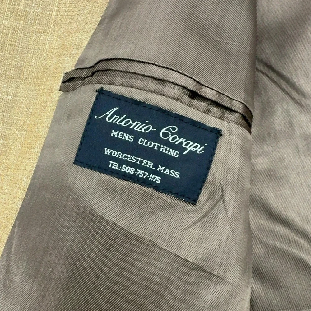 Vintage Antonio Corapi Blazer Mens 40R Brown Wool Linen Blend Sport Coat Classic